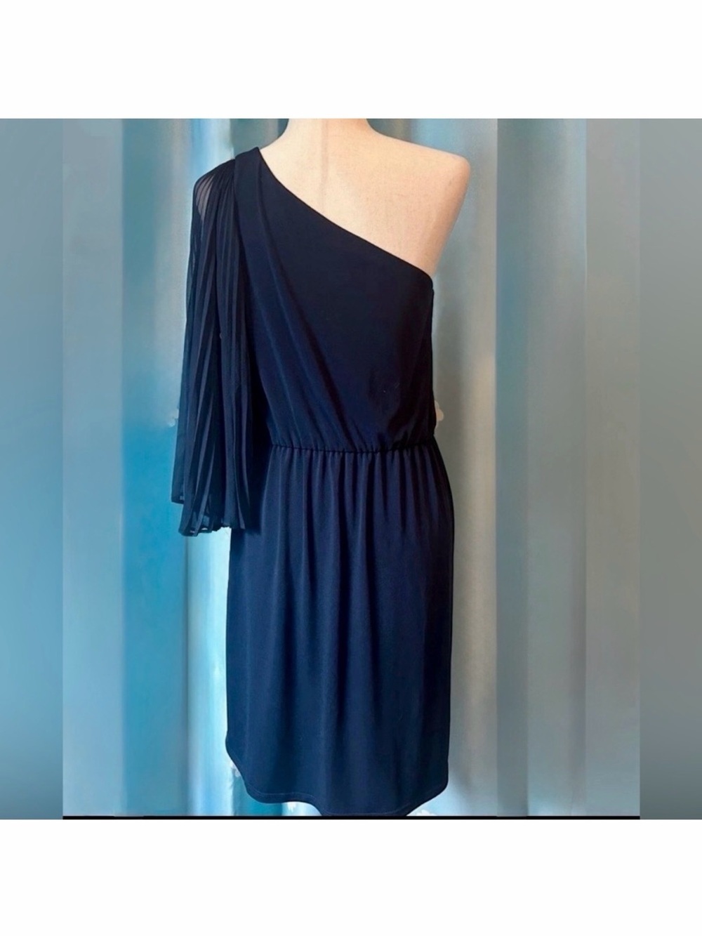 Alice and Olivia One-Shoulder Navy Cocktail Dress